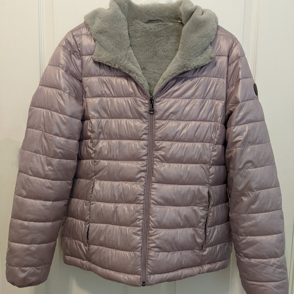 ANDREW MARC Reversible Puffer Jacket Medium Lilac/Purple